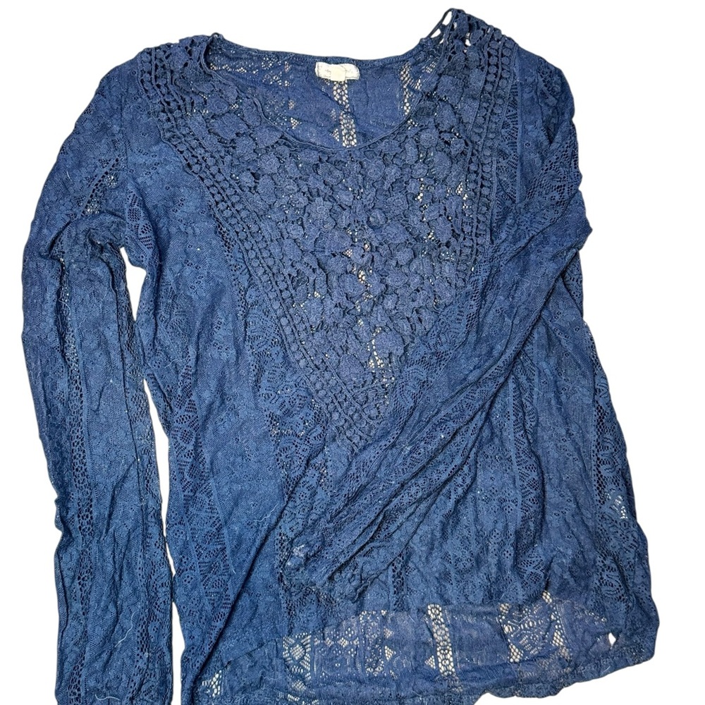 Elegant Blue Lace Women's Top